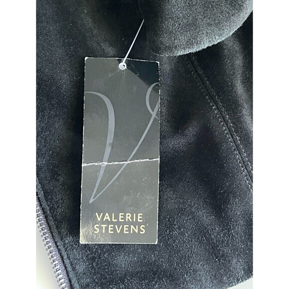 Vintage Valerie‎ Stevens Suede Leather Faux Fur Collar Jacket Medium Y2k Boho - Picture 11 of 12